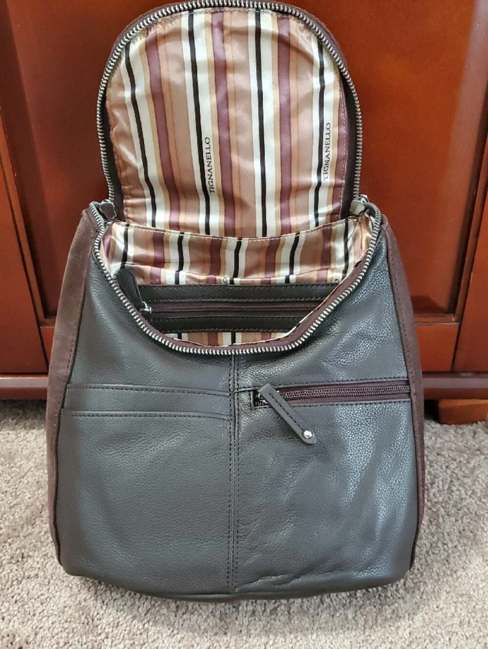 BRAND NEW!!! TIGNANELLO - Women's Brown Leather Suede Backpack - Everyday Bag